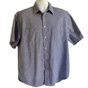 Wrangler Hero Blue White Checked Short Sleeve Button Up Cotton Shirt Men's Large